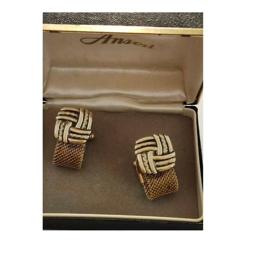 Vintage Anson Gold Mesh Cufflink Set - NOS